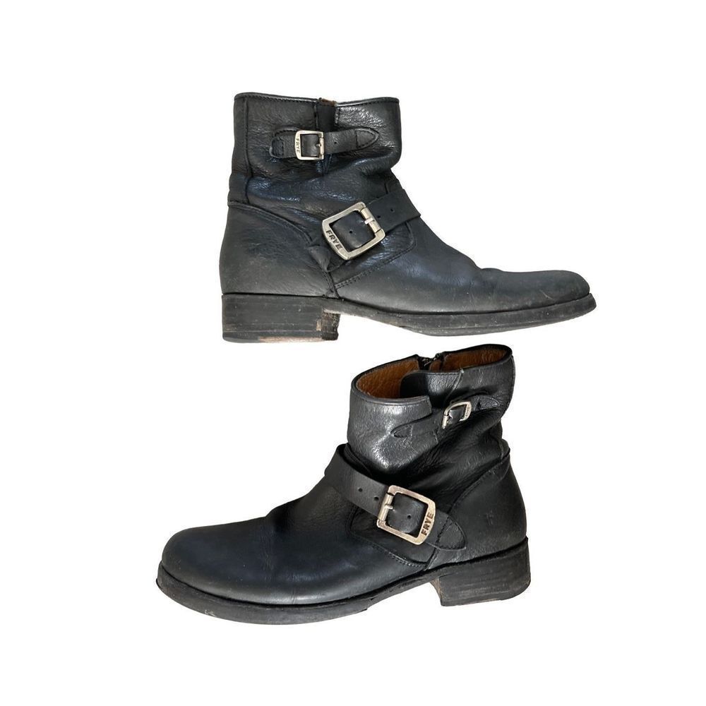 FRYE BROWN LEATHER Ankle Motorcycle Boots Women's Size 10 - Picture 4 of 9